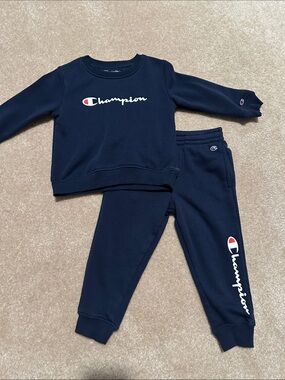 Champion Navy Joggers with Script Logo - Kids Sweatpants